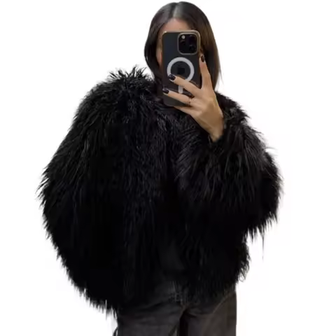 Mink Coats Autumn Winter Fluffy Black Faux Fur Coat Women Elegant Faux Fur Jackets for Women 2024 To