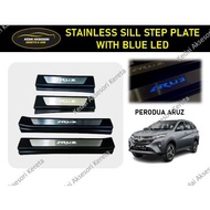 Perodua Aruz Chrome Stainless Steel Blue LED Car Door Side Sill Step Plate (4 Pcs)
