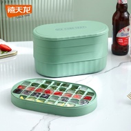 禧天龙硅胶冰块磨具家用制冰带盖冰格雪糕模具软底冰块存储盒冰箱冻冰盒 绿色-双层-72格-带冰铲+储冰盒