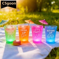 C5GOON 50ml LED Vibration to Light Up Shot Glasses Plastic Flashing Party Cups with Batteries for Ba