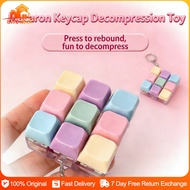 Macaron Fidget Keychain Toy Cute Press Keyboard Decompression Toy for Anxiety Relief