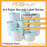 Barcode Label Sticker 35mm x 25mm 1 inch core 35mmx25mm Art ( 2000 pcs ) 35x25 40x30 50x30