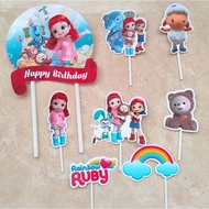 hiasan kue ulang tahun cake topper satu set karakter Rainbow Ruby