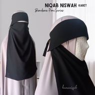Cadar Bandana Poni Karet Niswah|Hananiqab|Sifon Silky Adem warna Hitam