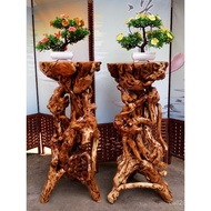 Flower Tray Tree Root Bonsai Stand Ornament Creative Art Living Room Natural Wood Azalea Root Base R
