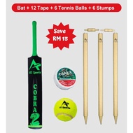 A3 Sports Cobra Tennis Ball Cricket Bat, Wooden Stumps, Tennis Ball & Osaka Tape Combo
