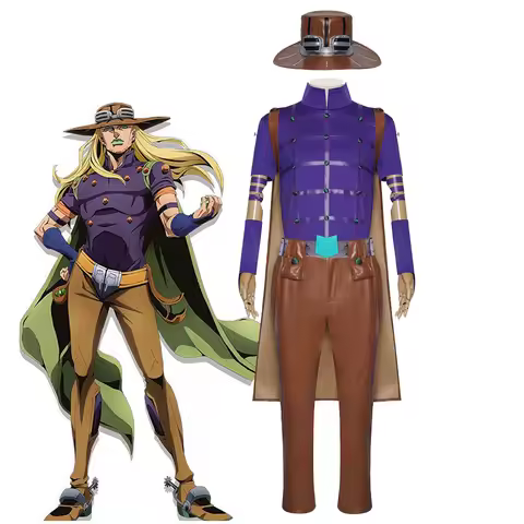 JoJo's Bizarre Adventure Steel Ball Run Gyro Zeppeli Cosplay Costume Full Set Hat Outfit Halloween P