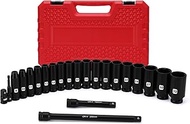 Mayouko CR-V 1/2-Inch Drive Deep Impact Socket Set, 8 mm to 32 mm, Metric, 6 Point, with Extension B