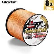 Ashconfish 8 Strands 300M Braided Fishing Line X8 PE Line Big Size 90-300LB 16 Colors