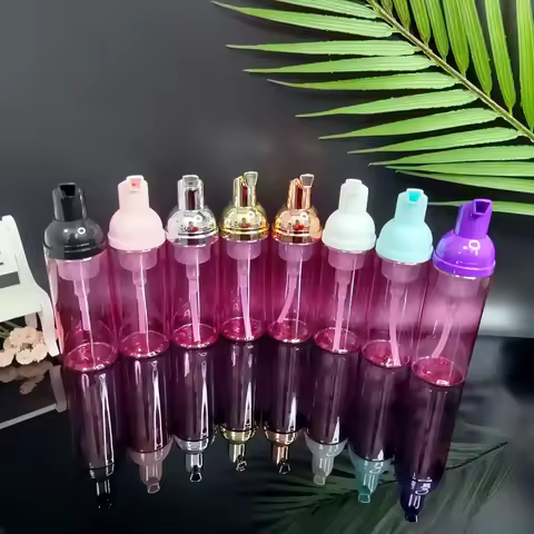 10Pcs/60ML Transparent Pink Plastic Bottle Soap Mousse Travel Portable Foam Bottle Cleaning Washing 