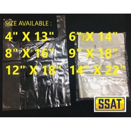 500gms PP Singlet Transparent Plastic Bag 4"x13"/6"X14"/8"X16"/9"X18"/12"X18"/14"X22"