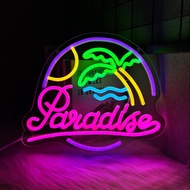 Paradise Neon Signสําหรับตกแต่งไฟLedนีออนสําหรับห้องนอนห้องบ้านเบียร์Bar DecorศิลปะNeon Light Signปา