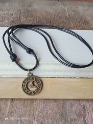 Kalung tali Hitam liontin motif jam/ kalung tali / bandul kalung / kalung Wanita / kalung pria