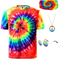 Boys 60s 70s Outfits 4 Pcs Hippie T-Shirt Costume For Kids
