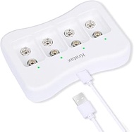 Kratax 9v Rechargeable Battery Charger 4-Slot Quick Charger for 9volt 6F22 Lithium-ion Battery, Inpu