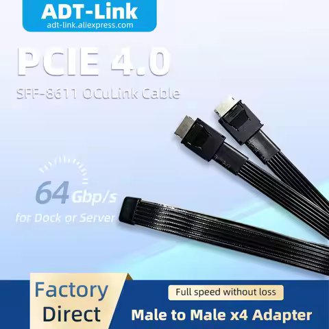 ADT-Link K9934A 64Gb Male to Male PCIE 4.0 X4 SFF-8611 Oculink Extension Cable for External GPU Dock