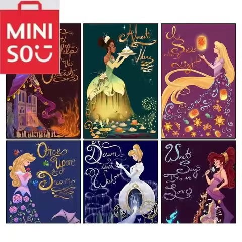 MINISO 5D DIY Diamond Painting Disney Princess 5D DIY Diamond Mosaic Cartoon Anime Home Decor Painti