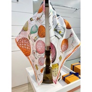 CINCILY PREMIUM 90x90cm Square Silk Scarf - head turban - 90x90 cm scarf, crow's beak bandana turban