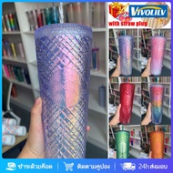 VIVOLILV 【With Straw Plug】Limited Starbucks Tumbler Water Cup Reusable Straw Cup Diamond Studded Cup