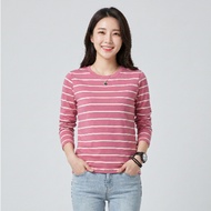 Women's Round Neck Striped Long Sleeve T-Shirt | Cotton | Soft & Stretchy | 5 Colors | M-2XL