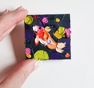 錦鯉 油畫原作 手工油畫 掛畫 油畫 koi Fish Painting Impasto Oil Painting by Verafe