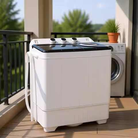 Portable Washing Machine, Twin Tub 26lbs Laundry, 18lbs Washer and 8lbs Spinner Combo with Timer Kno