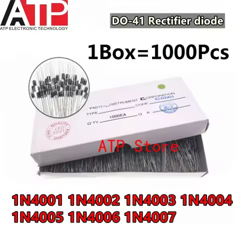 1000PCS/Box 100% NEW 1N4001 1N4002 1N4003 1N4004 1N4005 1N4006 1N4007 IN4007 1A 45mm DO-41 Rectifier