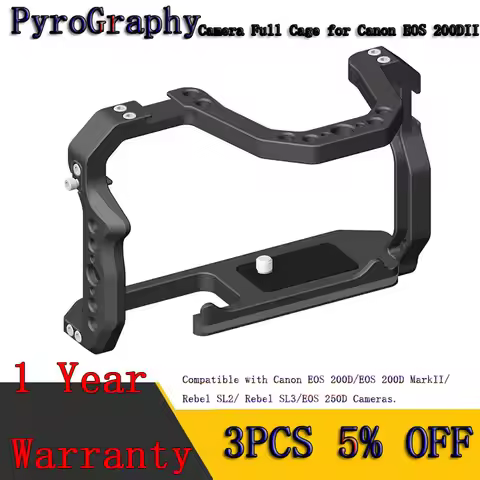 PyroGraphy Camera Full Cage with 1/4"&3/8"Thread Holes Arri Locating Holes Cold Shoe Mount Arca Plat