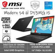 MSI - [Core H i5 軍規商務] Modern 14 H D13MG i5 ( i5-13420H/ 16GB RAM/ 512GB SSD/ 14" IPS) 手提電腦