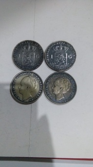 Koin BENGGOL Perak SATU 1 Gulden 1897 1929 silver BELANDA WILHELMINA
