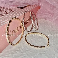 Flash American Hot Girl Simple Diamond-studded Wave Big Earrings hoop Metal Fashion hoop Earrings