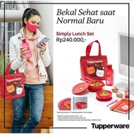 MERAH Tupperware SIMPLY LUNCH SET/ Red LUNCH Box SET