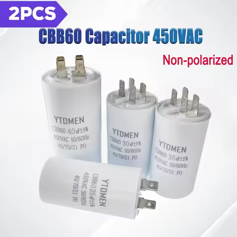 2pcs CBB60 Motor Run Capacitors 450VAC Starting Capacitor 4pin 5% 450V 4uf-60uf for Washing Machine 
