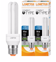 LAMPTAN หลอดไฟตะเกียบ 2U 14W แพ็คคู่ แสงเดย์ไลท์ E27 U-type 2u Duo pack สีขาว