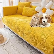 Sitting Room Velvet Sofa Cushions, Simple Modern Combination All Inclusive Universal Sofa Cover, L Shape Sofa Cover Corner Sofa 3 Seater Sofa Protector Couch Cover ( Color : Yellow , Size : 45*45CM/17