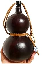 LGFSM Natural Wine Gourd Water Loaded Wine Portable Portable Large Paint Wenwan Copper Inlaid Wine Bottle Small Hip Flask (Color : Black red)