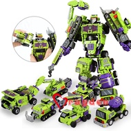 709pcs 6in1 Transformation Robot Building Block City Engineering Excavator car truck constructor Bri