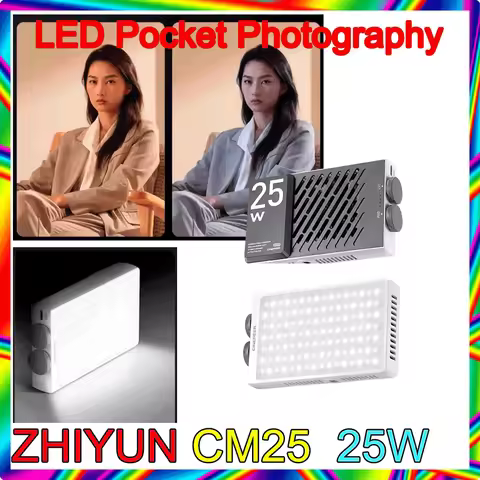 ZHIYUN CM25 25W LED Pocket Photography Video Light Studio Video Fill Light 2700K-6200K for Live Stre