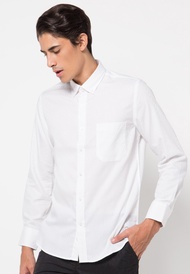 EDITION MEN DS2 WHITE Long Sleeve Dress Woven Dobby Shirt