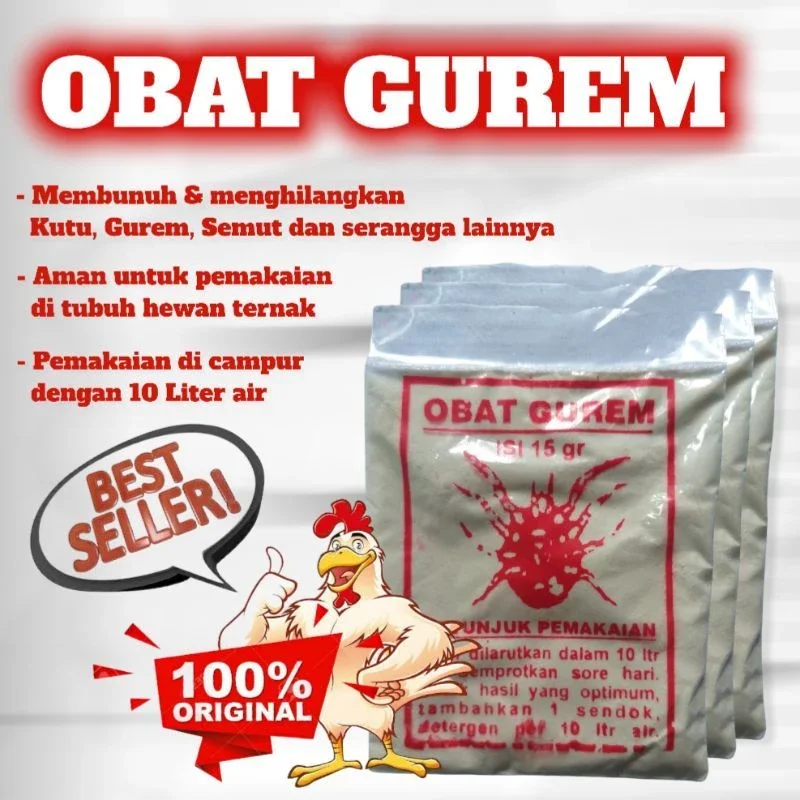 Obat Gurem 15 gram Atasi Gurem Pada Ternak Ayam Bebek  Burung