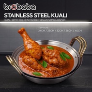 BROBABA Kuali Stainless Steel With Golden Handle For Gas Stove Besi Wok Stainless Steel Wok Kuali Ta