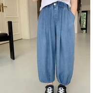 HYO 2pce set Girls suit Girls clothes Girls Tencel Cowboy  suit big Girls Clothes T-shirt +  Cowboy 