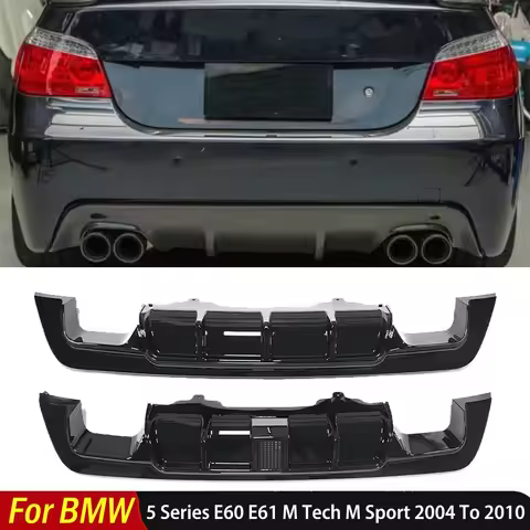 For BMW 5 Series E60 E61 M Tech M Sport 2004 To 2010 Car Rear Bumper Diffuser Quad Out Lip Guard Spo
