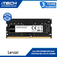 Lexar 8GB SODIMM DDR4 RAM 3200/2666 MHz 260-Pin SODIMM Laptop Memory (LD4AS008G-B3200GSST)