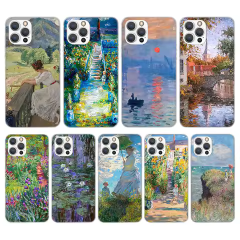 Claude Monet Garden Lotus Bridge Silicon Phone Case for iPhone 17 16 16E 15 Pro Max 14 Plus 11 13 Mi