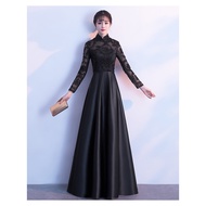 PO Muslimah Long Sleeve blue black cheongsam Wedding Prom Dress Gown  RBMWD0118