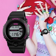 SKMEI แฟชั่นสุภาพสตรีนาฬิกาผู้หญิงกันน้ำโครโนนาฬิกานาฬิกาข้อมือนาฬิกาปลุกดิจิตอล