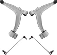 TRQ 4 Piece Suspension Kit Front Lower Control Arms &amp; Ball Joints Sway Bar End Links Compatible with 2003-2011 Saab 9-3 2010-2011 9-3X