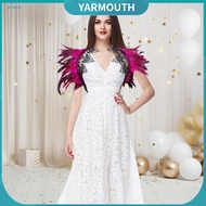 YYR_ Adjustable Feather Accessory Feather Scarf Vintage Handmade Women’s Peacock Feather Shawl Cape 