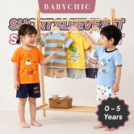 Baju Budak 0-5 Years Kids Short Sleeve Clothes Set Pakaian Kanak Lelaki Perempuan Everyday Wear Set